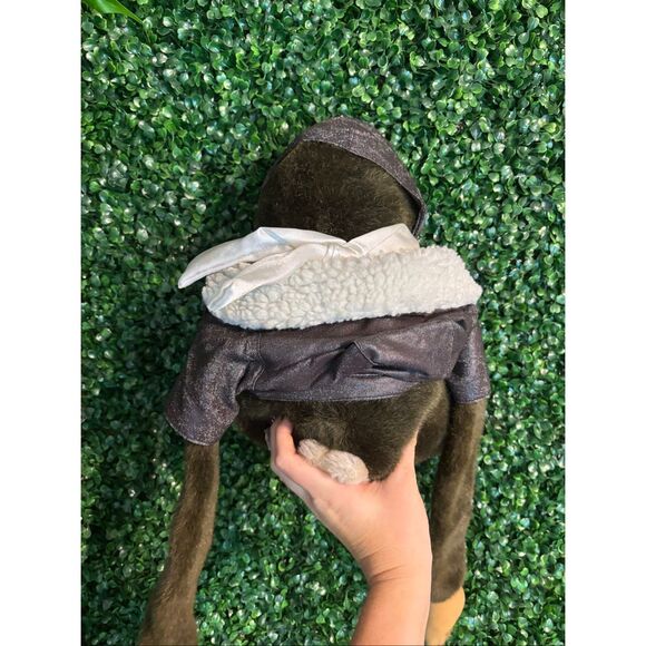 Hosung Monkey Hand Puppet Brown Aviator Jacket and Goggles Chimp Plush Puppet NW - Picture 3 of 10